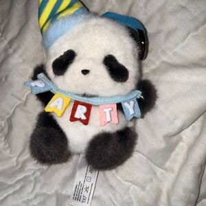 Panda roll Cute Panda Plush with Party Hat